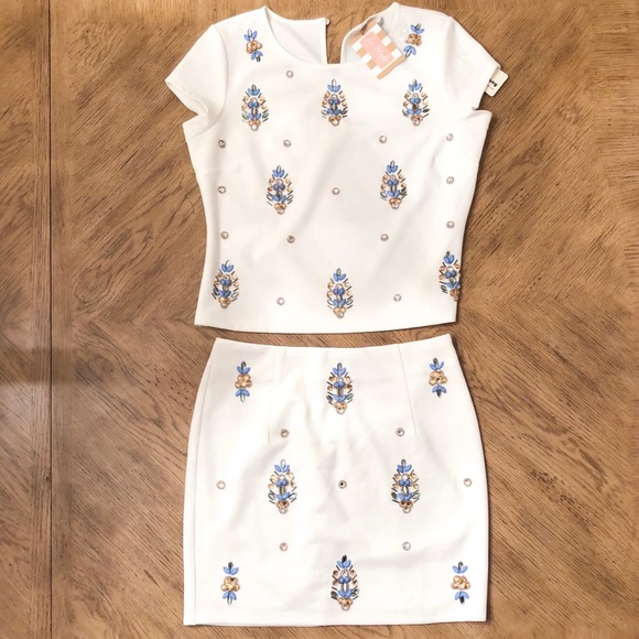 The Clothing Company Dresses & Skirts - In Style White Gem Skirt & Top Set